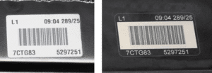 Before and after: initial label / final laser marking